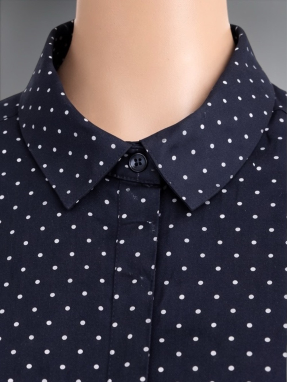 Women's Navy Polka Dot Button-Down Shirt - Picture 9 of 13
